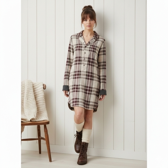 Vintage Roots Plaid Flannel Shirt Dress Xs  Tartan Cozy Tunic - Picture 2 of 15